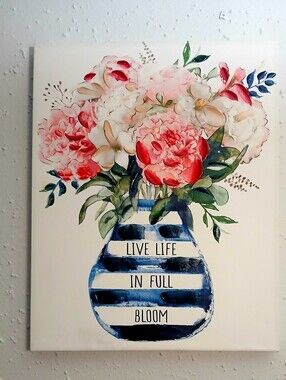 Floral Canvas Wall Art | Dorm Room Decor | Live Life in Full Bloom